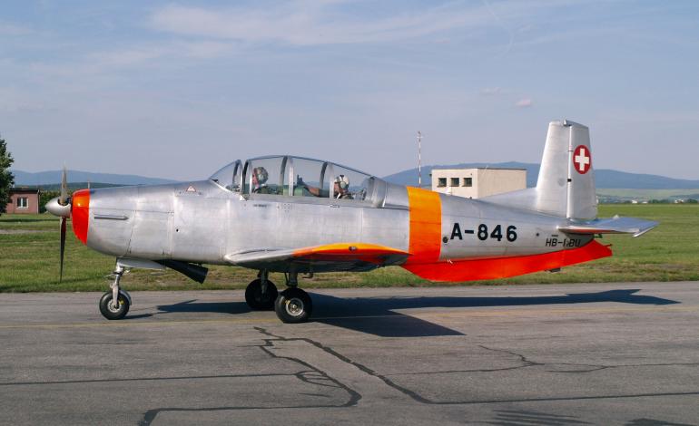 Pilatus P-3 HB-RBU na letisku Košice